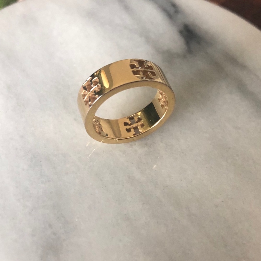 Tory Burch Pierced T Logo Ring